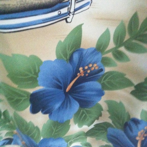 MAUI MAUI | Men's Palm Trees Hawaiian Shirt Blue Green M - Picture 6 of 9